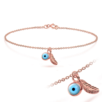 Feather with Eye Shaped Anklet ANK-208n-RO-GP